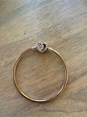 Pandora Sterling Silver Heart Charm Bangle Bracelet